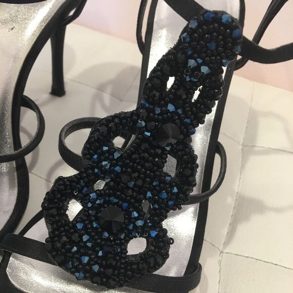 Stuart Weitzman Caviar Black Swarovski Heels - Picture 3 of 8